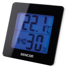 Sencor - Väderstation  med LCD display  Data kontakt  väckarklocka 1xAA svart