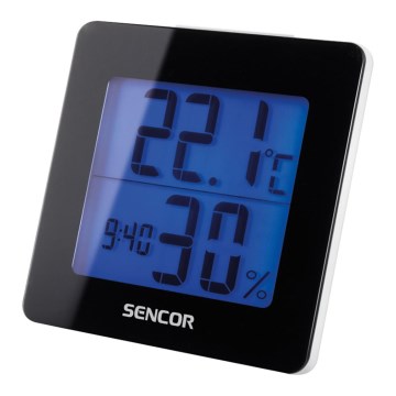 Sencor - Väderstation  med LCD display  Data kontakt  väckarklocka 1xAA svart