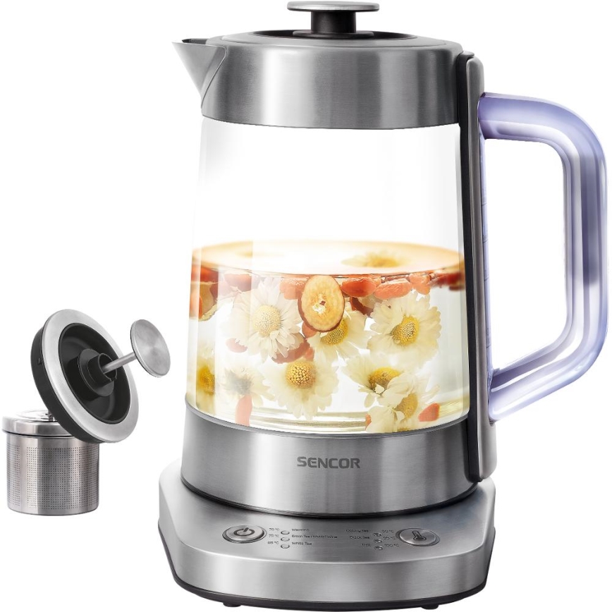 Sencor - Vattenkokare med temperaturreglering 1,5 l 1500W/230V rostfritt stål