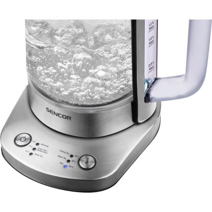 Sencor - Vattenkokare med temperaturreglering 1,5 l 1500W/230V rostfritt stål