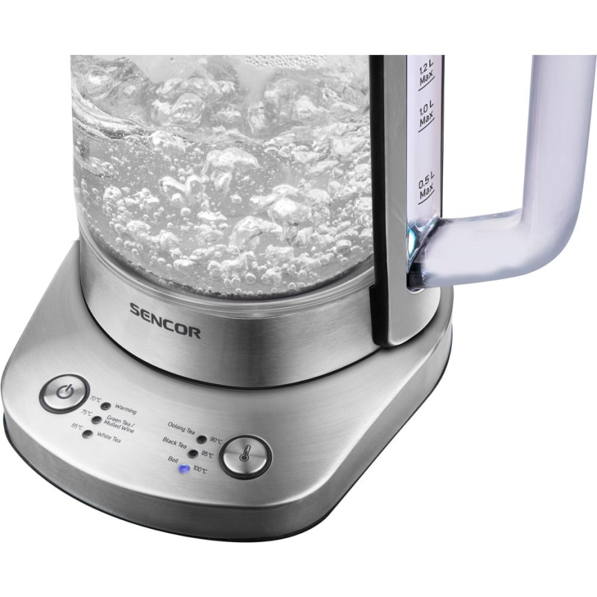Sencor - Vattenkokare med temperaturreglering 1,5 l 1500W/230V rostfritt stål