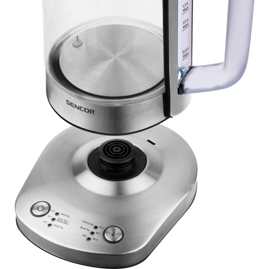 Sencor - Vattenkokare med temperaturreglering 1,5 l 1500W/230V rostfritt stål