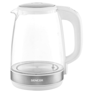 Sencor - Vattenkokare med termoreglering Data kontakt  LED bakgrundsbelyst 2 l 2200W/230V vit