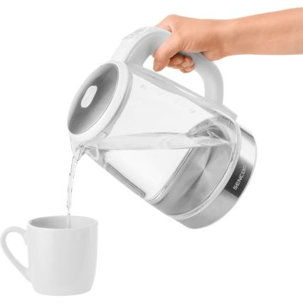 Sencor - Vattenkokare med termoreglering Data kontakt  LED bakgrundsbelyst 2 l 2200W/230V vit