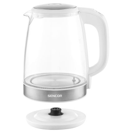 Sencor - Vattenkokare med termoreglering Data kontakt  LED bakgrundsbelyst 2 l 2200W/230V vit