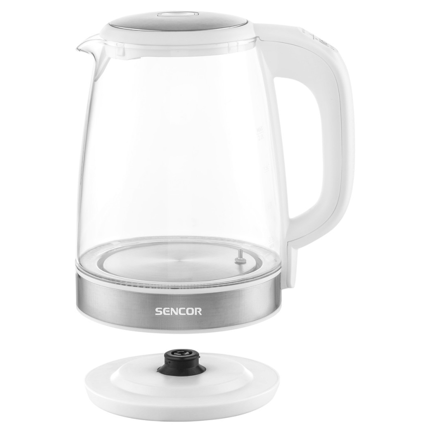 Sencor - Vattenkokare med termoreglering Data kontakt  LED bakgrundsbelyst 2 l 2200W/230V vit