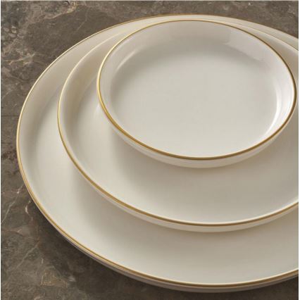 Servis 16 delar beige/guld/porslin