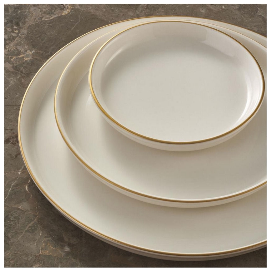 Servis 16 delar beige/guld/porslin