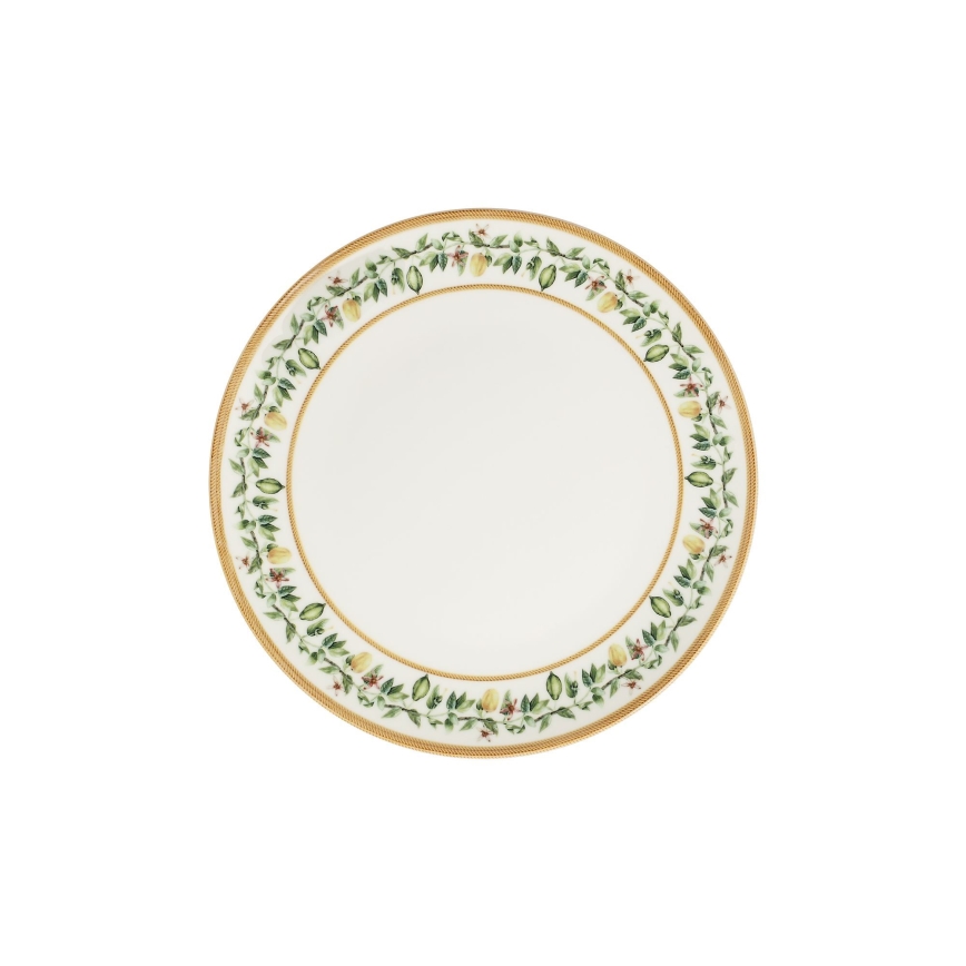 Servis 24 delar krämvit/beige/grön, porslin