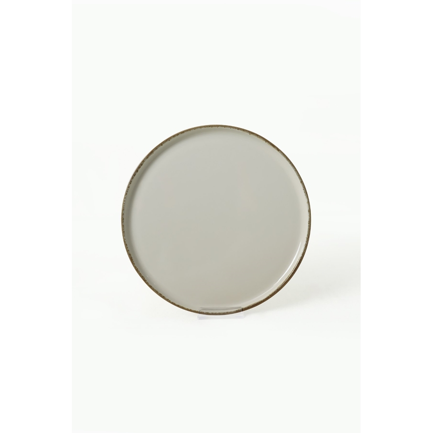 Servis 24 delar krämvit/brun/keramik