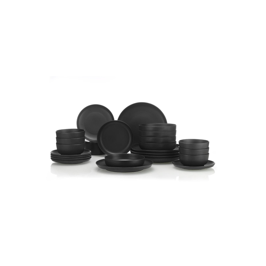 Servis 24 delar svart/porslin