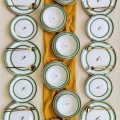 Servis 24 delar vit/grön/guld/keramik