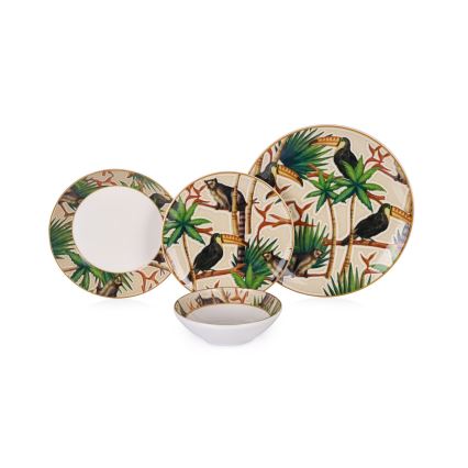 Servisset 24 delar flerfärgad/keramik