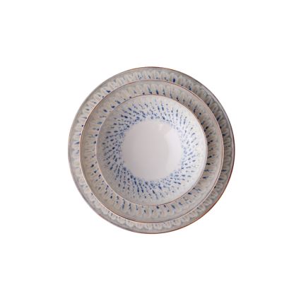 Servisset 24 delar i porslin – blå/beige