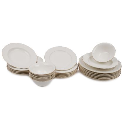 Servisset 24 delar vit/guld/porslin
