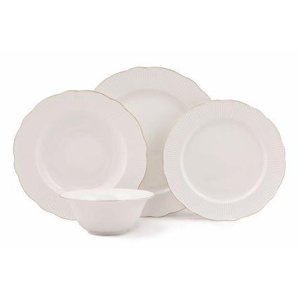 Servisset 24 delar vit/guld/porslin