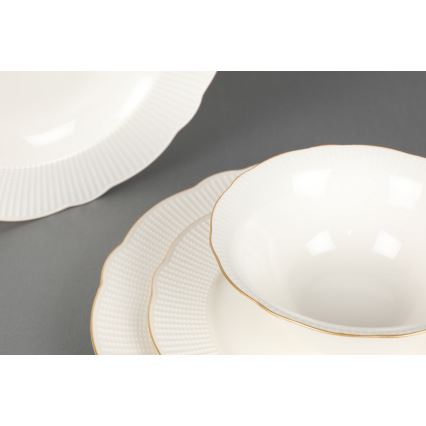 Servisset 24 delar vit/guld/porslin