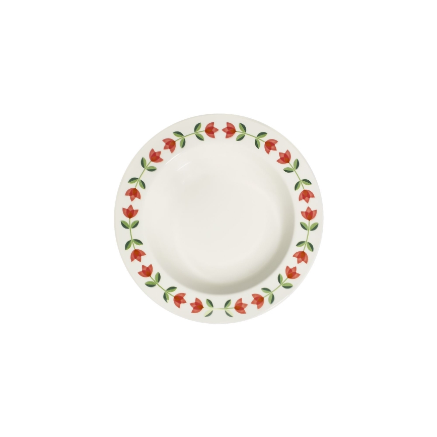 Servisset 24 delar – vitt/rött/grönt, porslin
