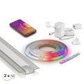 Set 1x dimbar LED RGBW-remsa Philips Hue WHITE AND COLOR AMBIANCE LED/20W/230V 2 m + 2x infälld profil 1 m silver/vit