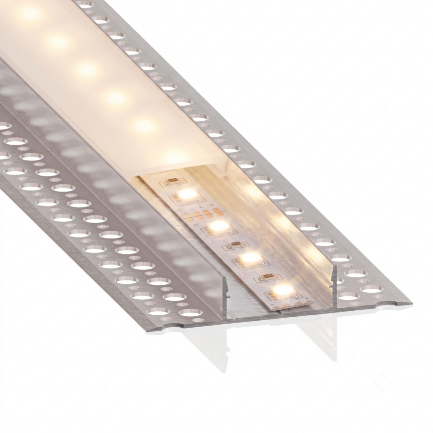 SET 1x LED-remsa med rörelsesensor FLEX LED/3,6W/4xAA 2 m + 2x infällda profiler 1 m silver/vit