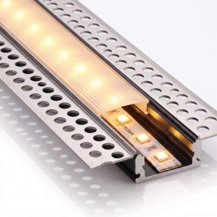 SET 1x LED-remsa med rörelsesensor FLEX LED/3,6W/4xAA 2 m + 2x infällningsprofil 1 m silver/vit
