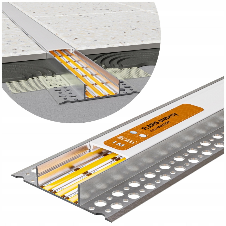 Set med 1x LED-remsa MYLIVING LIGHTSTRIP LED/22W/230V 5 m + 5x infälld profil 1 m, silver/vit