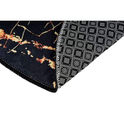 SET 2x Badrumsmatta GOLDES 60/100 cm svart/guld