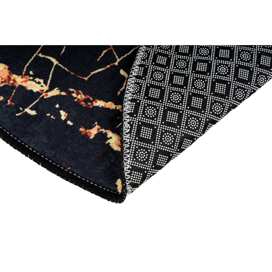 SET 2x Badrumsmatta GOLDES 60/100 cm svart/guld