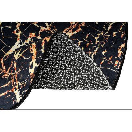 SET 2x Badrumsmatta GOLDES 60/100 cm svart/guld