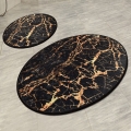 SET 2x Badrumsmatta GOLDES 60/100 cm svart/guld