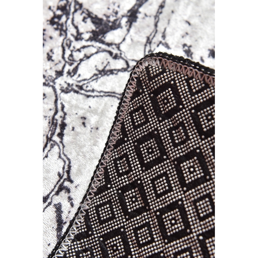 SET 2x Badrumsmatta MARBLE 60/100 cm vit/svart