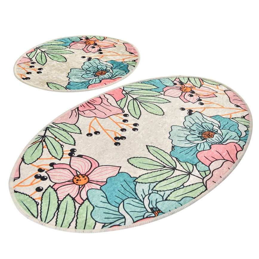 SET 2x Badrumsmatta SPRING 60/100 cm färgglad