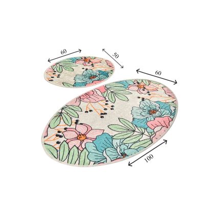 SET 2x Badrumsmatta SPRING 60/100 cm färgglad