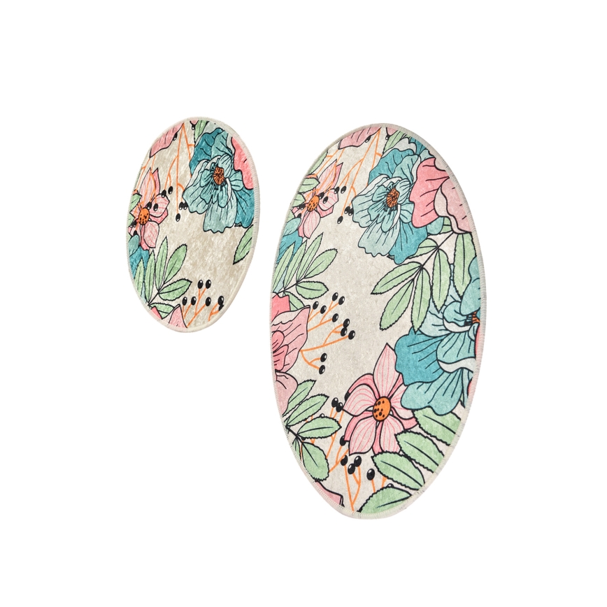 SET 2x Badrumsmatta SPRING 60/100 cm färgglad