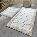 SET 2x Badrumsmatta STONE 60/100 cm vit