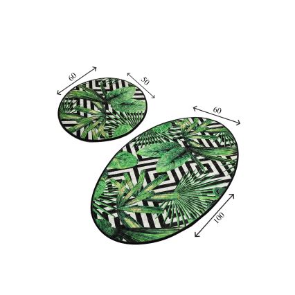 SET 2x Badrumsmatta TROPIC 60/100 cm grön