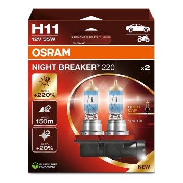 SET 2x Bilglödlampa NIGHT BREAKER H11 PGJ19-2/55W/12V - Osram