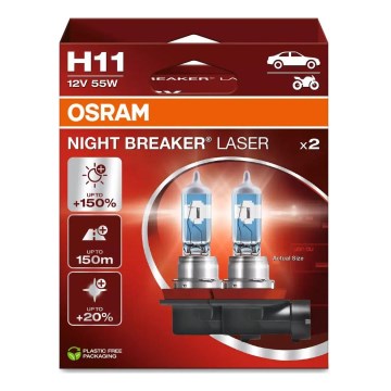 SET 2x Bilglödlampa NIGHT BREAKER H11 PGJ19-2/55W/12V - Osram