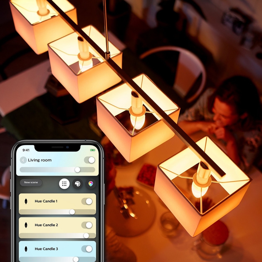 SET 2x Dimbar LED-lampa Philips Hue Vit B39 E14/4W/230V 2200K-6500K