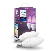 SET 2x Dimbar LED-lampa Philips Hue Vit och Färgad E14/5,3W/230V