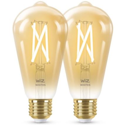 SET 2x LED Dimbara glödlampor VINTAGE FILAMENT ST64 E27/6,7W/230V 2000-5000K Wi-Fi - WiZ