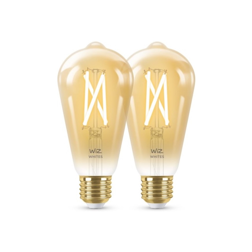 SET 2x LED Dimbara glödlampor VINTAGE FILAMENT ST64 E27/6,7W/230V 2000-5000K Wi-Fi - WiZ