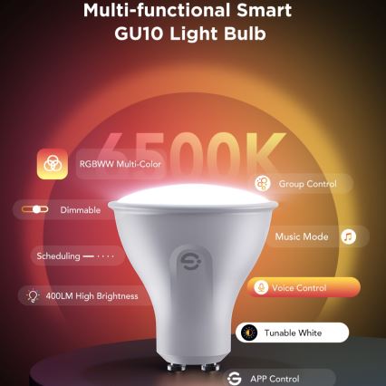 Set med 2 dimbara LED-lampor RGBWW MATTER GU10/4,8W/230V 2700-6500K Wi-Fi - Govee