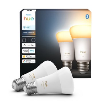 Set 2x dimbara LED-lampor Philips Hue WHITE AMBIANCE E27/6W/230V 1000-20000K