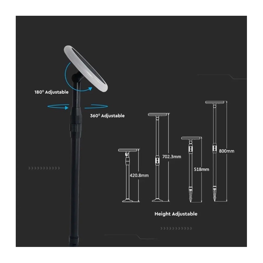 SET OM 2x Justerbar solcellslampa GARDEN LED/3W/5V 42-80 cm 4000K IP65 1000 mAh