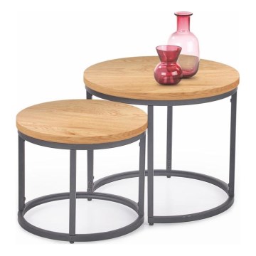 SET 2x Konferensbord OREO Ø 43/53 cm antracit/guld ek