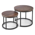 SET 2x Konferensbord OREO Ø 43/53 cm svart/nöt