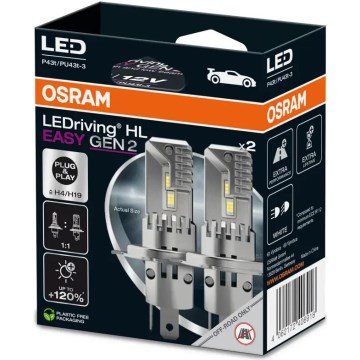 SET 2x LED-bilglödlampa LEDriving H4/H19 P43t/PU43T-3/25W/12V 6500K - Osram