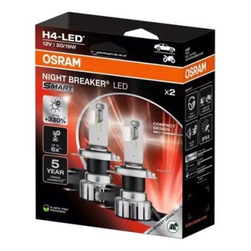 SET 2x LED Bilglödlampa NIGHT BREAKER H4 P43t/20/19W/12V - Osram