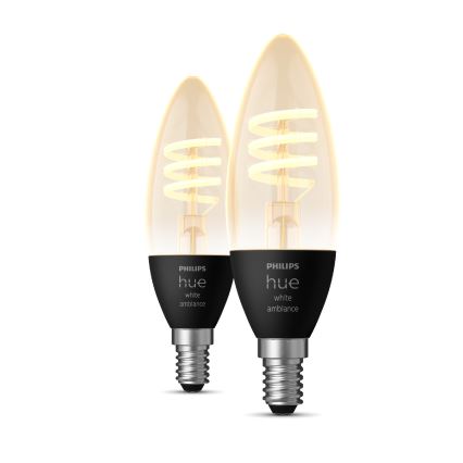 SET 2x LED Dimbar glödlampa Philips Hue WHITE AMBIANCE E14/4,6W/230V